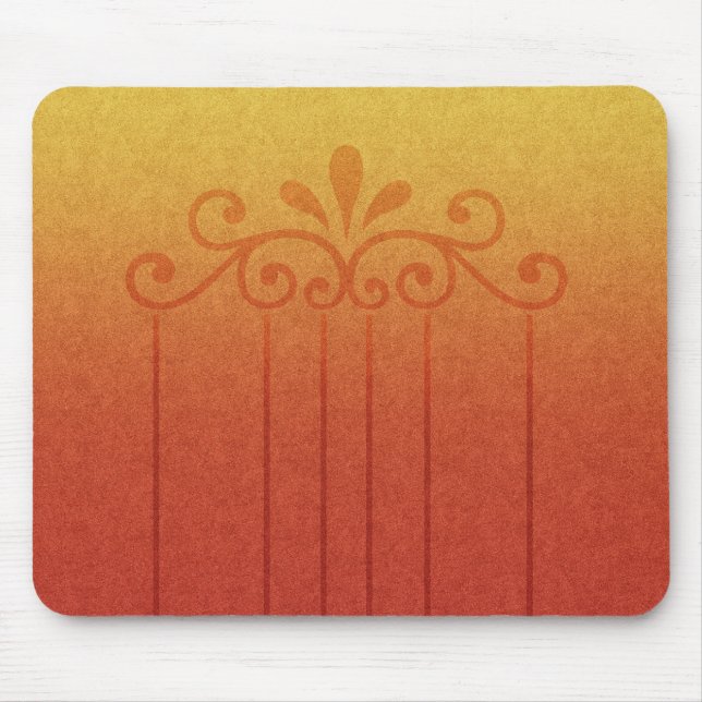 Souris Tapis de souris, joli design fleur orange et or (Devant)
