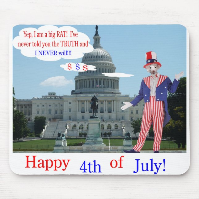 Souris tapis de souris. Joyeux 4ème. rat/unclesam (Devant)
