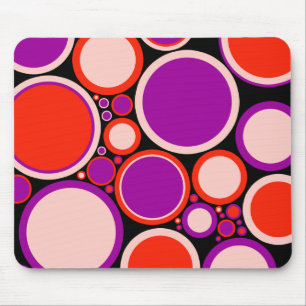 Souris Tapis de souris, points rétro, violet, rouge, rose