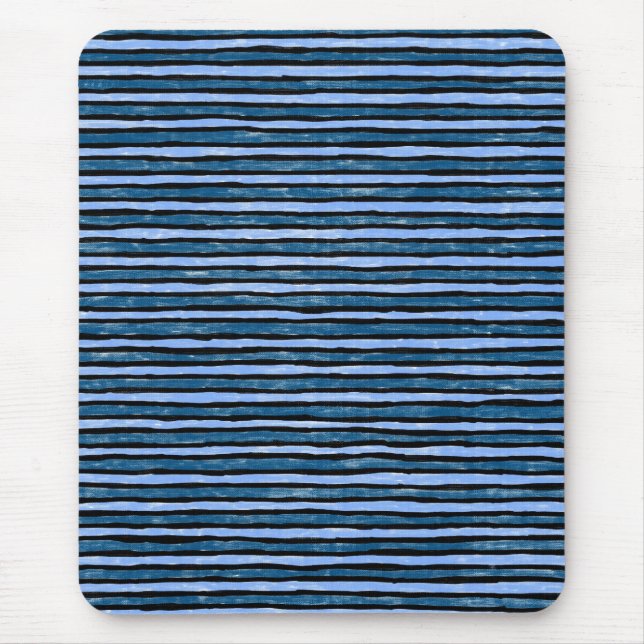 Souris Tapis de souris, rayures peintes, bleu clair et bl (Devant)