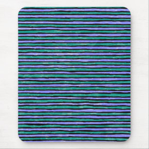 Souris Tapis de souris, rayures peintes, sarcelle et bleu