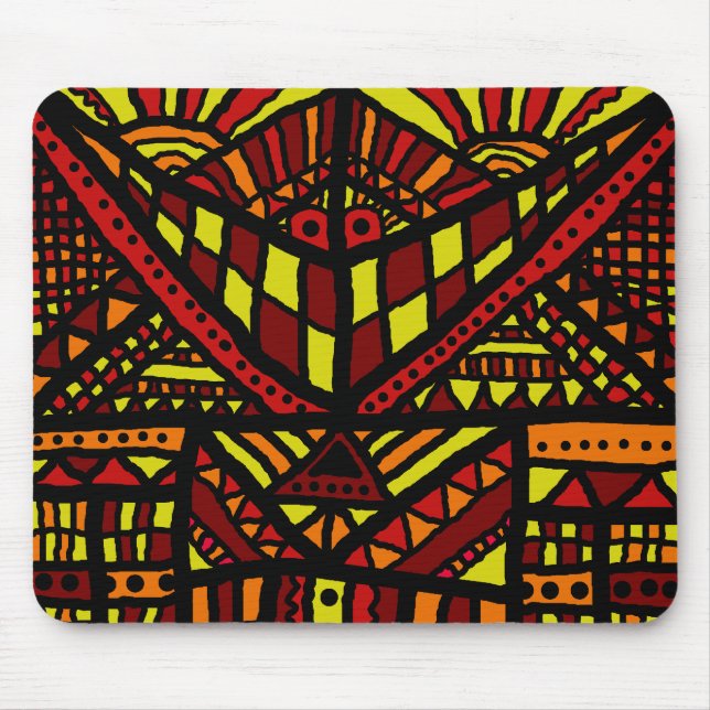 Souris Tapis de souris, Sourire abstrait Orange Jaune Mar (Devant)