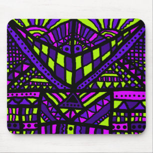 Souris Tapis de souris, Sourire abstrait Violet Vert lime