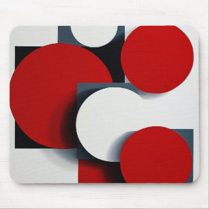 Souris 🔴 Tapis de travail géométrique rouge et blanc 🔴