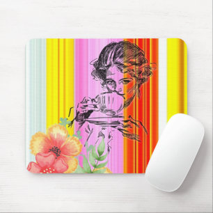 Souris Une Femme Victorienne Stripe Souse Pad! Tapis de s