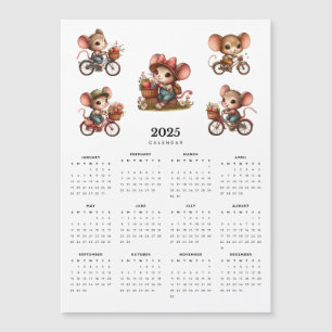 Souris Whimsical sur bicyclettes 2025 Calendrier m