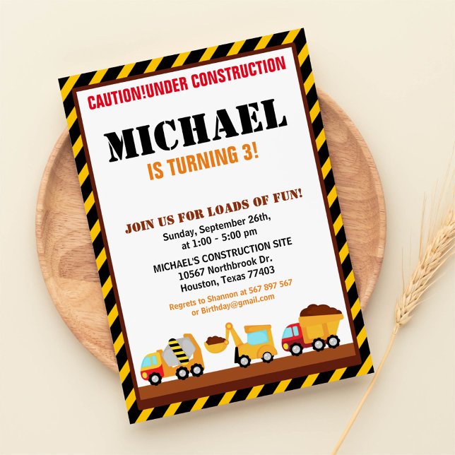 SOUS CONSTRUCTION Anniversaire Fête Invitation (Créateur téléchargé)