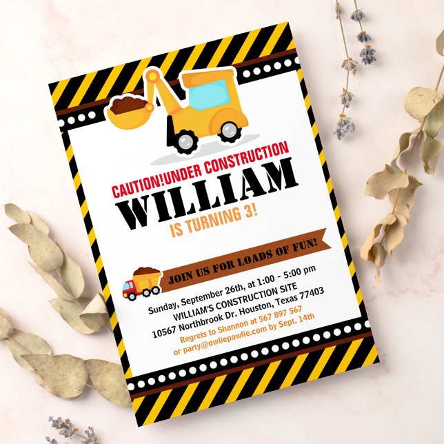 SOUS CONSTRUCTION Anniversaire Fête Invitation (Créateur téléchargé)