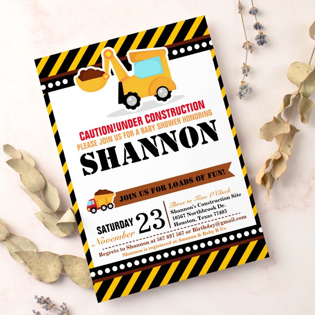 SOUS CONSTRUCTION Baby shower Invitation (Créateur téléchargé)