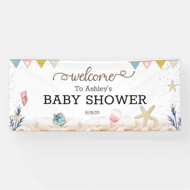 Sous la bannière de bienvenue du Baby shower de la (Horizontal)