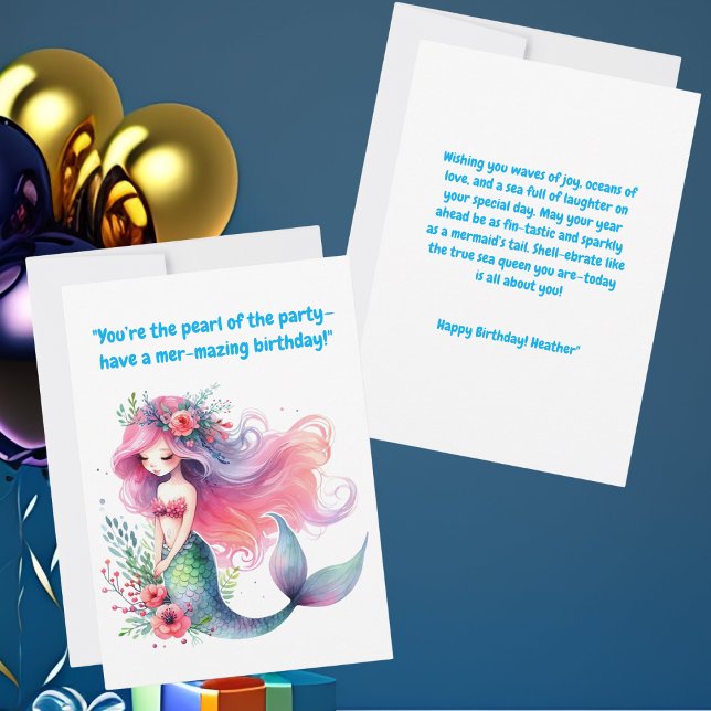 Sous La Carte De Voeux D'Anniversaire De La Sirène (Créateur téléchargé)