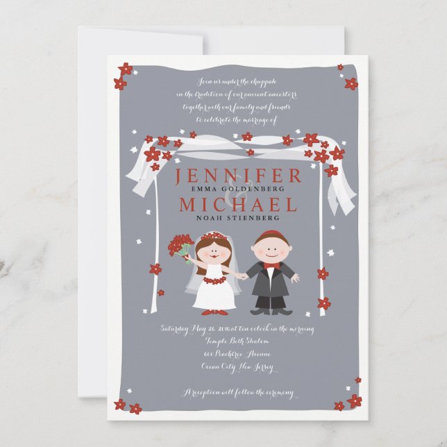 SOUS LA Faire-part de mariage juive CHUPPAH (Devant)