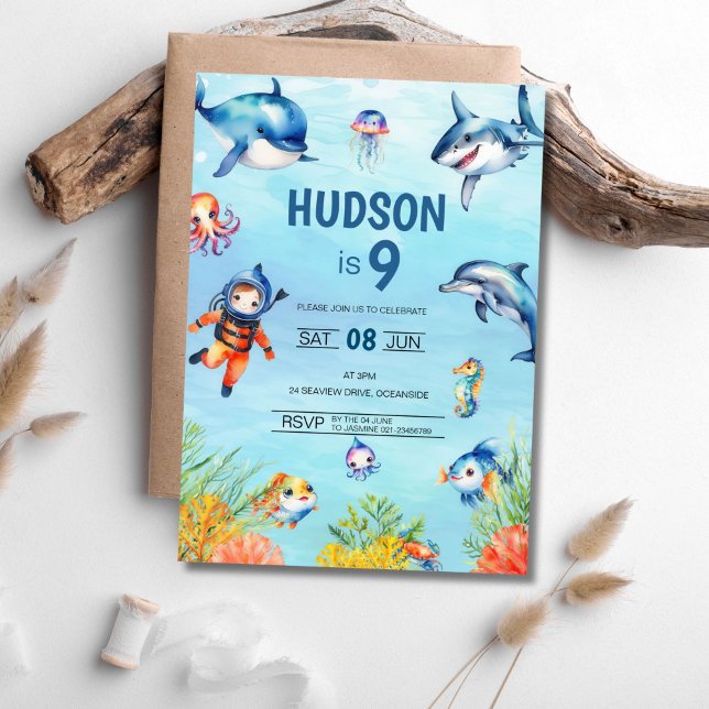 Sous la mer 9e anniversaire Invitation (Créateur téléchargé)