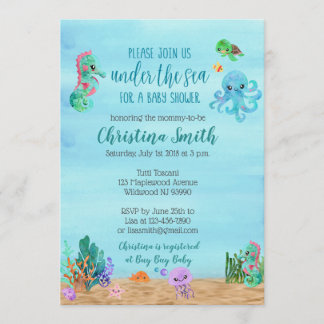 Sous la mer Baby Shower Invitations