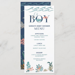 Sous la mer bleu aquarelle Oh Boy Shower Menu