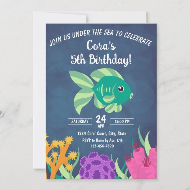 Sous la mer Coral Reef Invitation d'anniversaire (Devant)