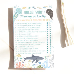 Sous La Mer Devinez Qui Baby shower Jeu