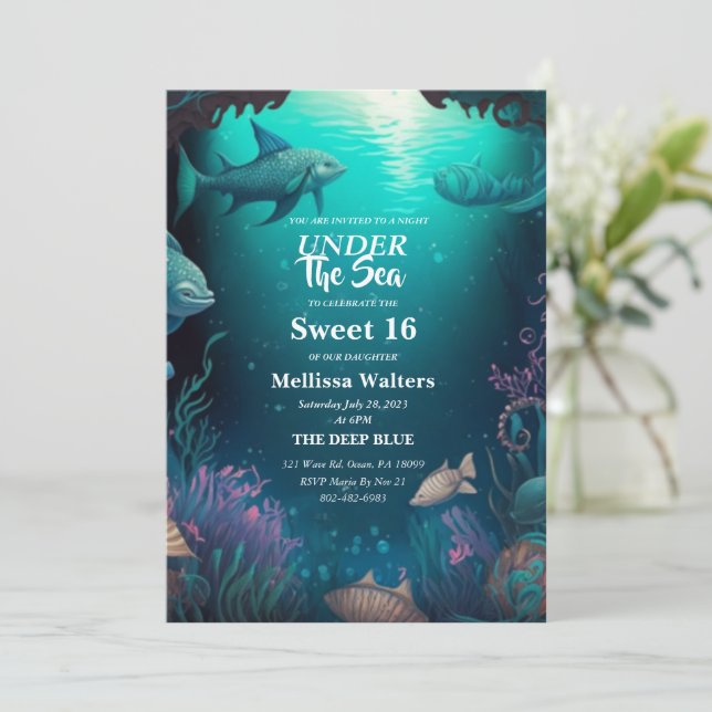 Sous la mer douce 16 Invitations (Debout devant)
