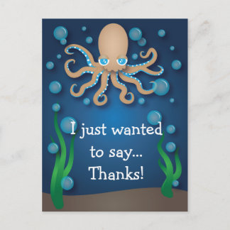 Sous la mer Ecru Octopus Merci carte postale