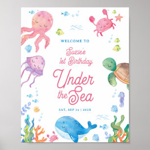 Sous la mer Enfants 1er anniversaire Affiche de bi