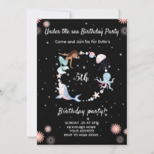 Sous la mer fête anniversaire Invitation