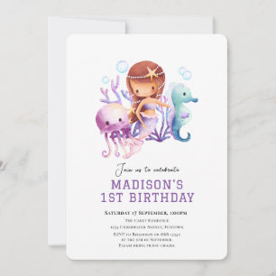 Sous la mer Invitation d'anniversaire de Sirène