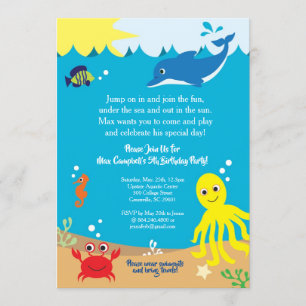 Sous la mer, invitation d'anniversaire Sea Life