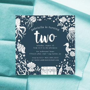 Sous la mer   Invitation de fête d'anniversaire