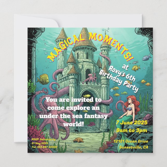 Sous la mer - Mermaid Castle Party Invitation (Devant)