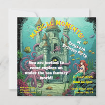 Sous la mer - Mermaid Castle Party Invitation