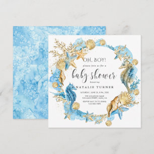 Sous la mer  Oh Boy Baby shower Invitation