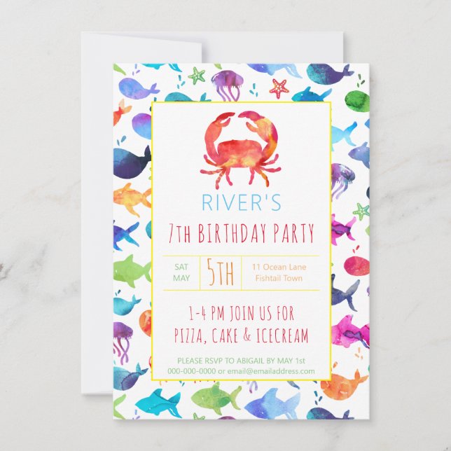 Sous la mer Rainbow Fish Birthday Party Crab (Devant)
