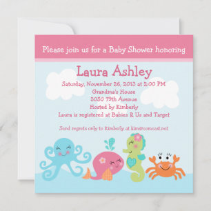 Sous la vie marine / Invitation Baby shower de fil