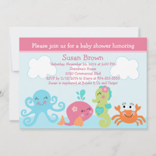 Sous la vie marine / Invitation Baby shower de fil