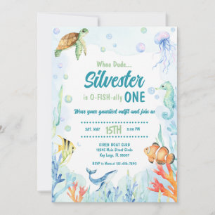 Sous l'aquarelle de mer Invitation d'anniversaire