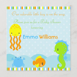 Sous le Baby shower de la mer 5.25x5.25 Invitation
