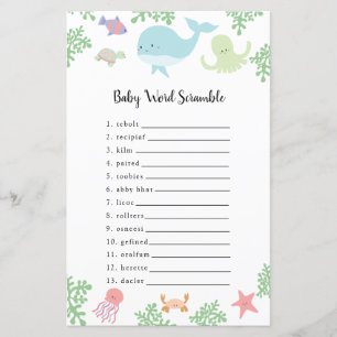 Sous le Baby shower de la mer Word Scramble Jeu