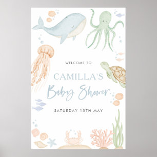 Sous Le Baby shower De Mer Affiche de bienvenue 24