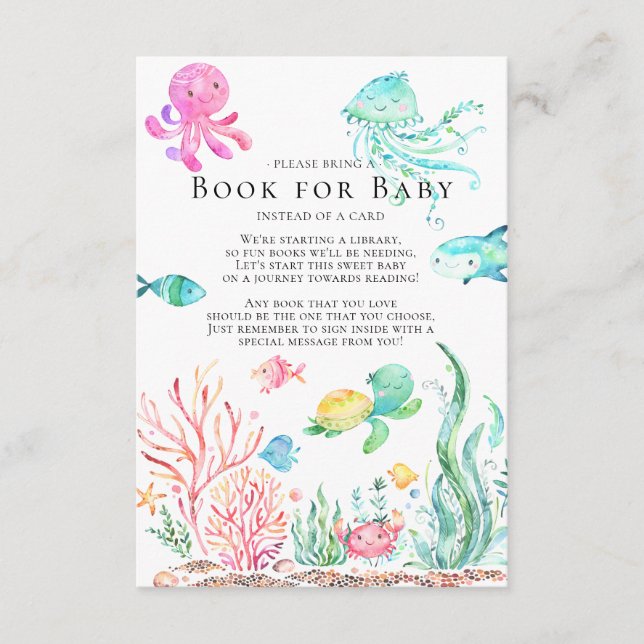 Sous le Baby shower de mer Livre pour la carte béb (Devant)