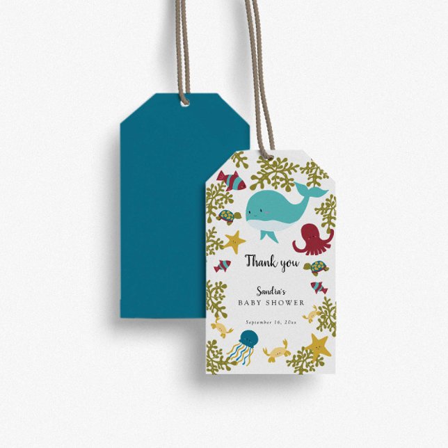Sous le Baby shower de mer mignon Merci étiquettes (Créateur téléchargé)