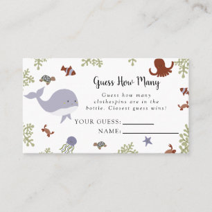 Sous le Baby shower marin Devinez combien de carte