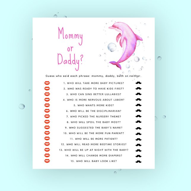Sous le baby shower marin - jeu maman ou papa (Créateur téléchargé)