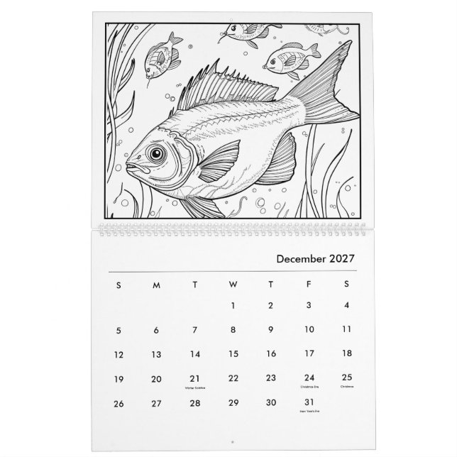 Sous le calendrier de coloration maritime (Dec 2027)