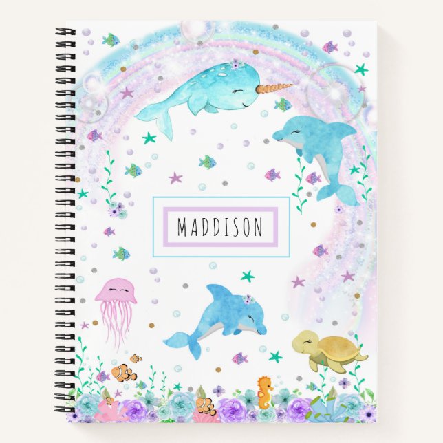 Sous le Carnet marin - Dauphin, Narwhal (Devant)