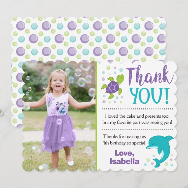 Sous le carte de remerciements d'anniversaire de (Devant / Derrière)