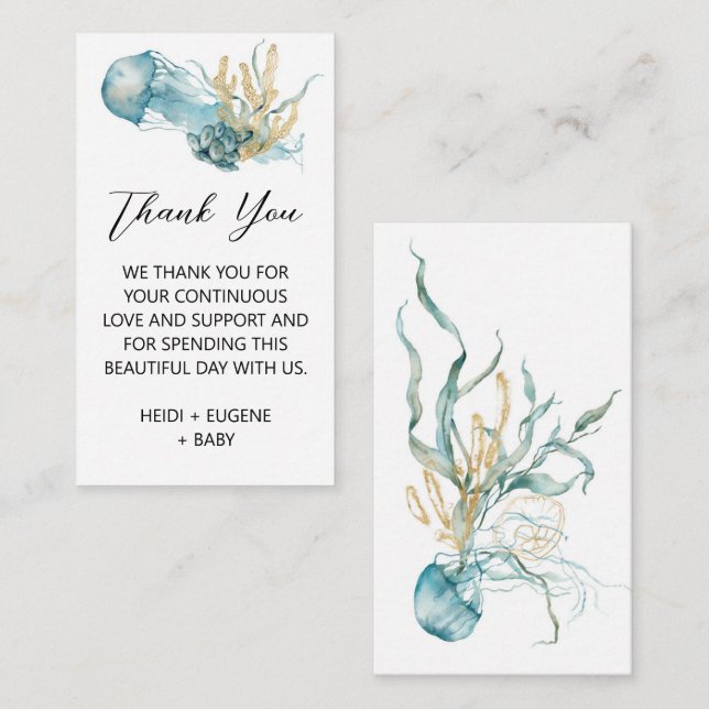 Sous le Carte de remerciements du Baby shower des  (Devant / Derrière)