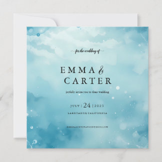 Sous le Faire-part Mariage d'aquarelle de mer