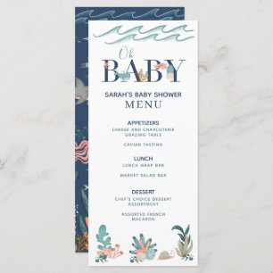 Sous le menu Sea Blue Watercolor Oh Baby shower