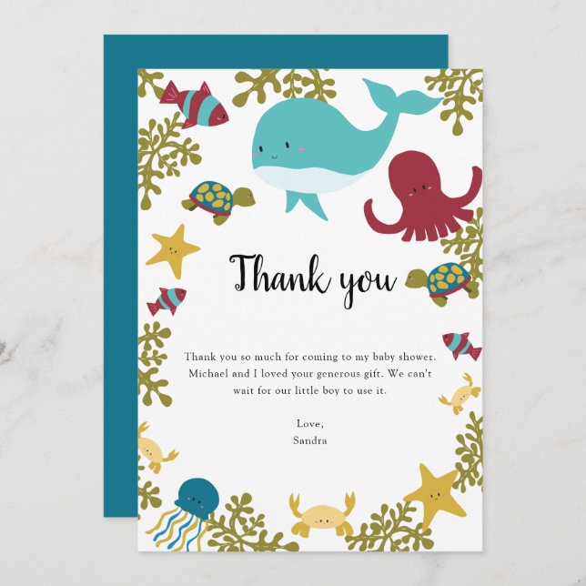 Sous le Merci du Baby shower marin Kawaii (Devant / Derrière)