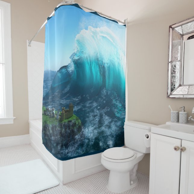 Sous le rideau de douche à vagues (En situation)